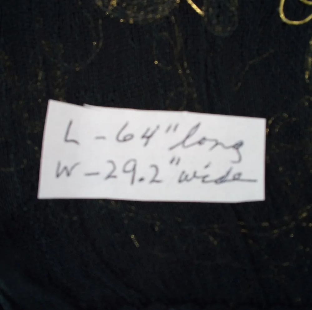 Vintage Metallic Gold Black Sheer Neck Scarf